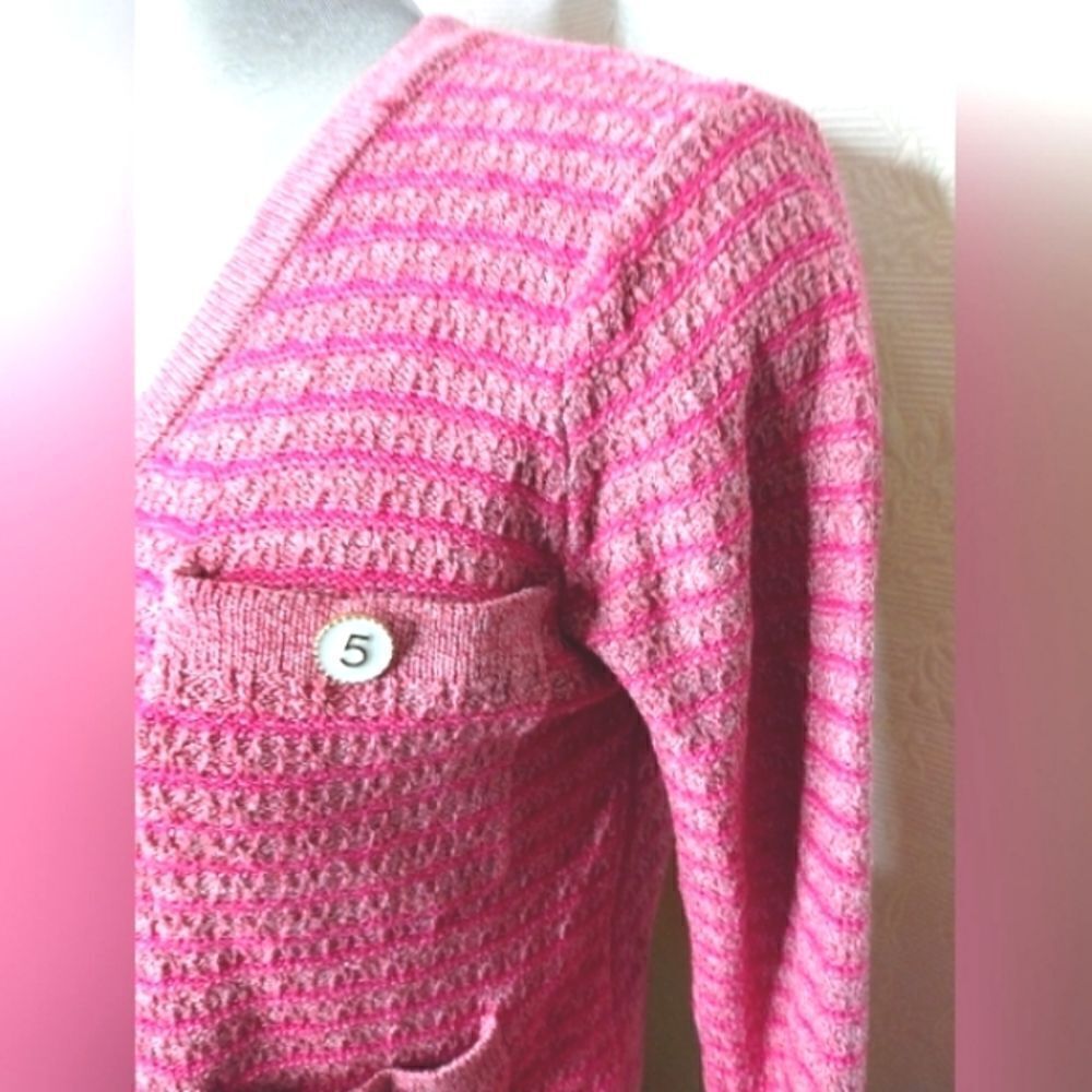 Pink # 5 Buttons Cookie Kudos Knit Women's Sweater Cardigan Buttons SZ small - Picture 5 of 15